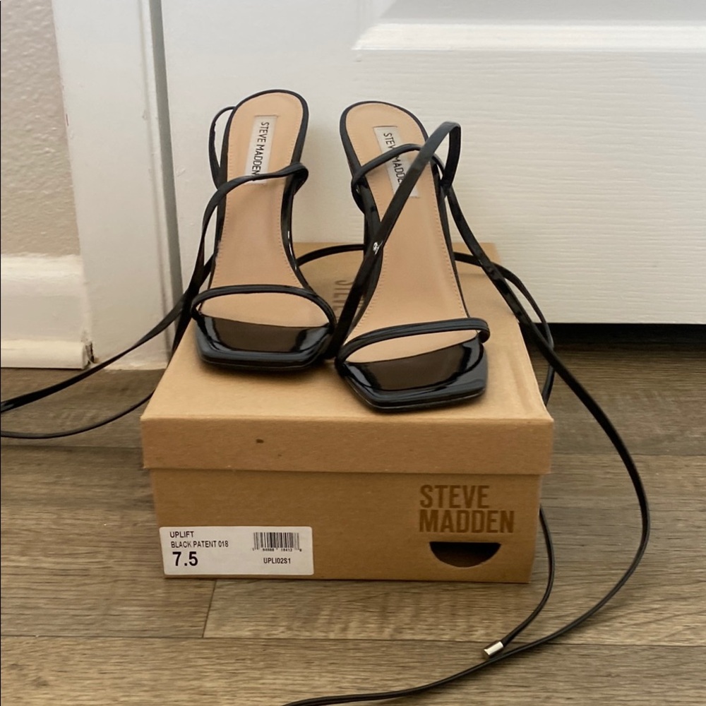 Steve Madden Black Strappy Heeled Sandals